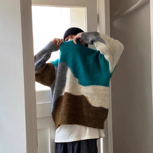 Color Contrast Pin Round Neck Jumper