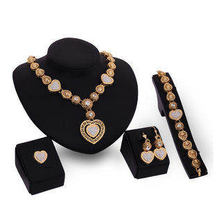 Joyería clásica de aleación para comercio exterior, conjunto de cuatro piezas de joyería nupcial exagerada para bodas, conjunto de regalo de joyería para fiestas de mujer