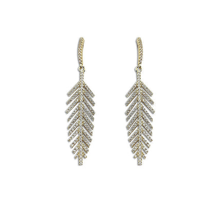 Leaf Earrings Women S925 Silver Needle Micro Inlaid Zircon Fashion Jewelry