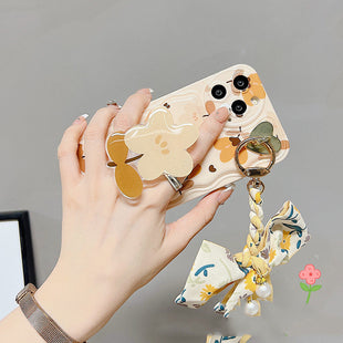 Fundas para Teléfono de Seda con Lazos y Estampado de Hojas y Flores de Otoño