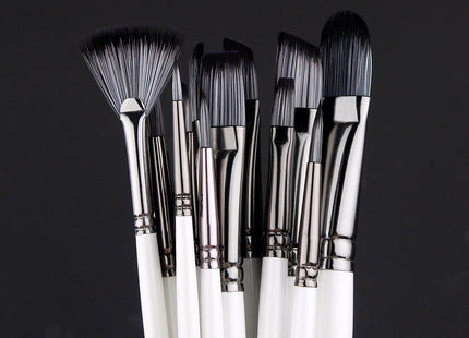 Full Set Nylon Hair Brush Watercolor Acrylic Painting Brush 12 PCs Suit Art Supplies