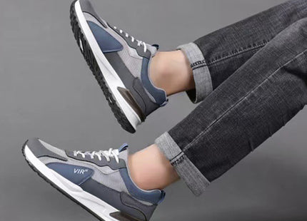 Men's Color Block Mesh Shoes Fashion Casual Lace-up Sneakers Outdoor Breathable Running Sports Shoes