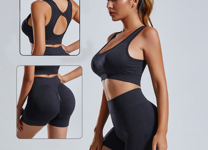 2pcs Yoga Set Women's Vest And Shorts Tracksuit Seamless Workout Sportswear Gym Clothing High Waist Leggings Fitness Sports Suits