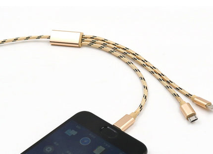 Three-in-one Data Cable USB Cable Short TYPE-C Mobile Phone Universal Three-in-one Charge Cable