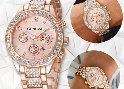 Waterproof Women Luxury Classic Stainless Steel Crystal Quartz Round Wrist Watch