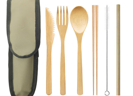 Portable Travel Bamboo Cutlery Cutlery Stainless Steel Straw Chopsticks Cutlery Set