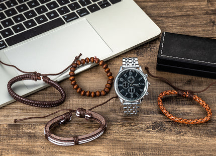 Wristwatch wallet cufflink ballpoint pen Gifts Set for men