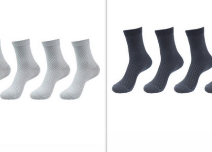 5 Pairs Bamboo Fiber Socks Men's Mid-calf Breathable Socks Business Men's Socks Solid Color