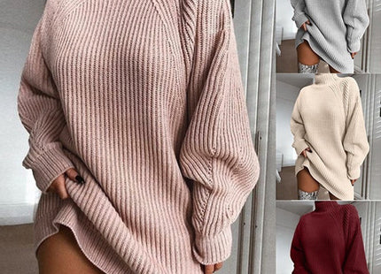 Solid Turtleneck Long Sweater Winter Warm Women Sweater Dress