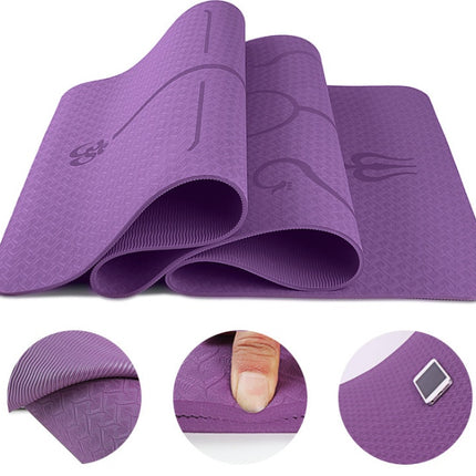 TPE yoga mat body position line 6mm non-slip environmental protection fitness yoga mat