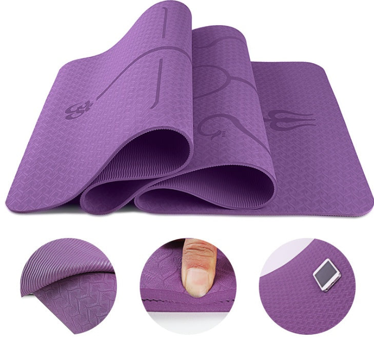 TPE yoga mat body position line 6mm non-slip environmental protection fitness yoga mat