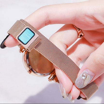 Luxury Women Watches Mesh Ladies Clock Magnet Buckle Starry Diamond Geometric Surface Quartz Wristwatch