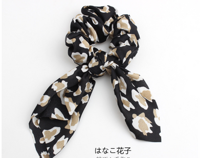 4Pcs Leopard Snake Floral Streamers Scrunchies Women Hair Scarf