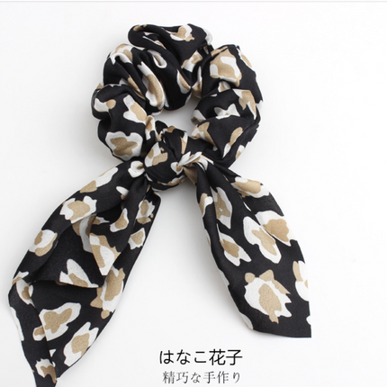 4Pcs Leopard Snake Floral Streamers Scrunchies Women Hair Scarf