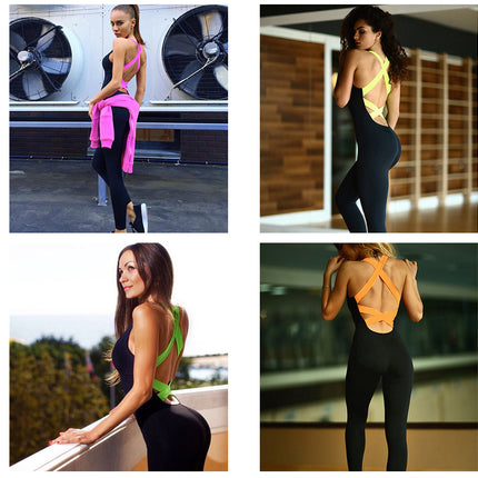 Workout Tracksuit For Women One Piece Sport Clothing Backless Sport Suit Running Tight Dance Sportswear Gym Yoga Women Set