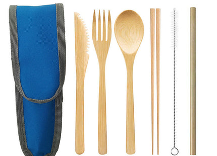 Portable Travel Bamboo Cutlery Cutlery Stainless Steel Straw Chopsticks Cutlery Set