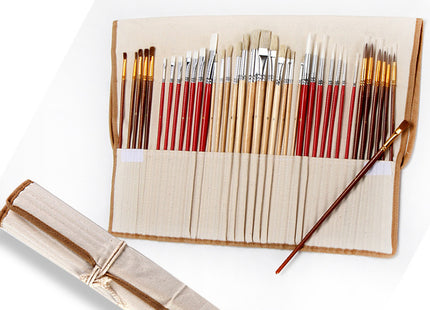 Canvas Pen Curtain Brush, Multi-function Log Rod Oil Paint Brush Art Painting Set