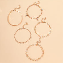 5 Pcs Women Fashion Gold Color Heart Crystal Key Anklets For Women Trendy Snake Chain Anklets For Women Foot Jewelry Gifts