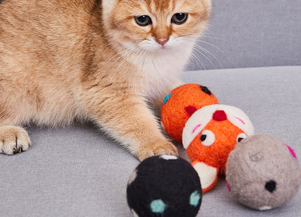Colorful Felt Stretch Ball Cat Toy Ball Pet Toy With Small Bell Sound Play Cat Toys Creative Interactive Cat Dog Chew Toy