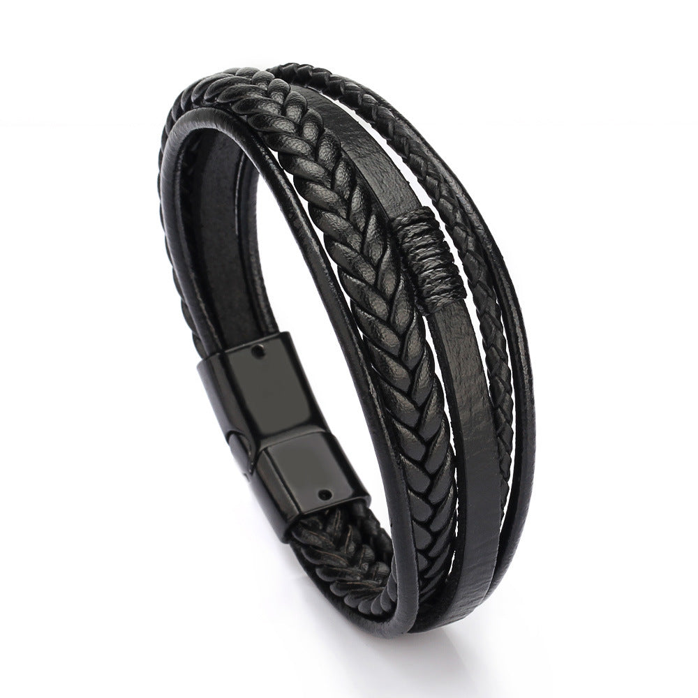 Pulsera Clásica de Cuero Genuino al por Mayor para Hombre
