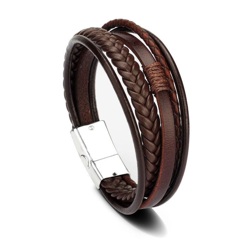 Pulsera Clásica de Cuero Genuino al por Mayor para Hombre