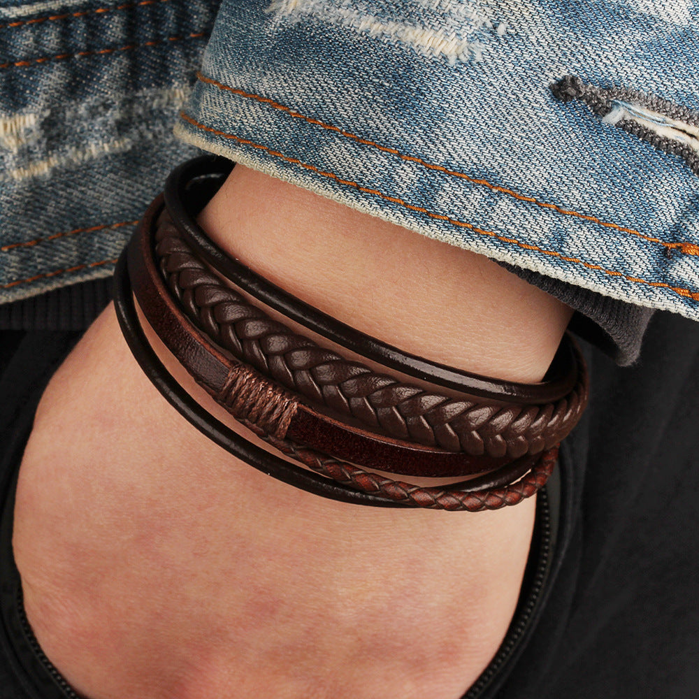 Pulsera Clásica de Cuero Genuino al por Mayor para Hombre