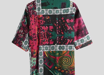 Men Pajamas Sets Men Half Sleeve V Neck Printed Lace Up