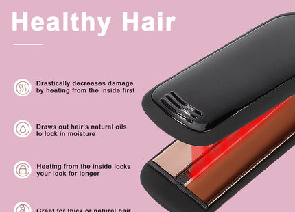 Cross-Border Exclusively For Lcd Display Infrared Hair Care Straightener Black Wide Plate Hair Straightener