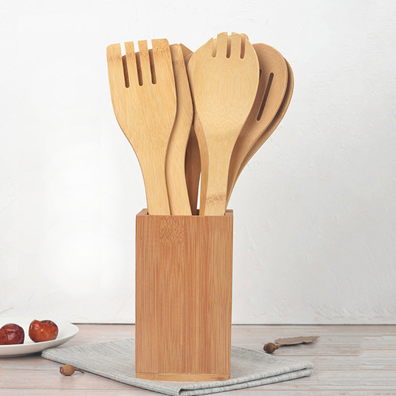Cuchara de bambú antiadherente para cocinar, pala de bambú, utensilios de bambú para cocinar