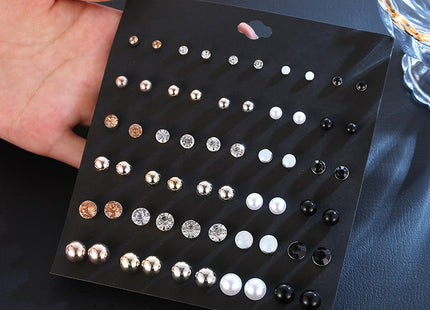 Fashion Size Pearl Diamond Crystal Set Earrings 30 Pairs Of Popular Earrings