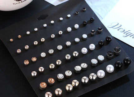 Fashion Size Pearl Diamond Crystal Set Earrings 30 Pairs Of Popular Earrings