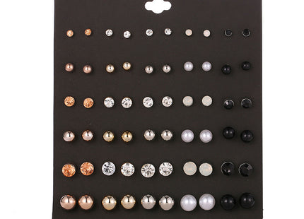 Fashion Size Pearl Diamond Crystal Set Earrings 30 Pairs Of Popular Earrings