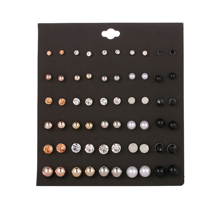 Fashion Size Pearl Diamond Crystal Set Earrings 30 Pairs Of Popular Earrings