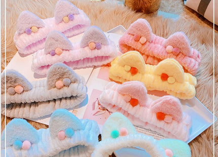 Three-dimensional Plush Cat Ears Headband Ladies Face Wash Makeup Hair Band