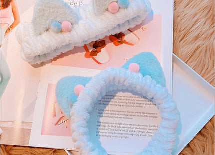 Three-dimensional Plush Cat Ears Headband Ladies Face Wash Makeup Hair Band