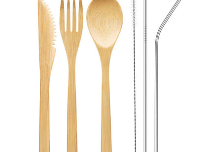 Portable Travel Bamboo Cutlery Cutlery Stainless Steel Straw Chopsticks Cutlery Set
