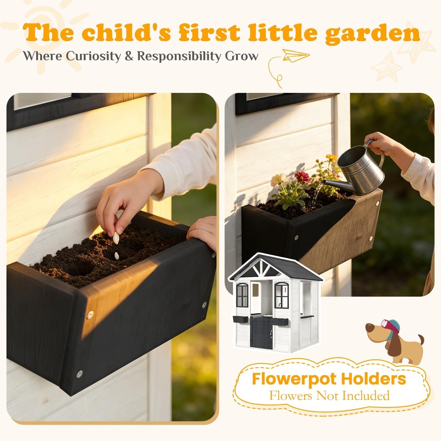 Outdoor Weatherproof Wooden Playhouse White Kitchen-3