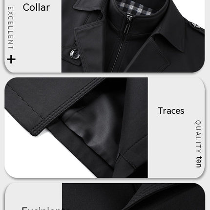 Men's Duster Mid-length Detachable Liner With Cotton Belt