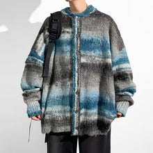 Contrast Color Sweater Hong Kong Style Trendy Baggy Coat Men's And Women's Fashion Casual Knitted Cardigan Top