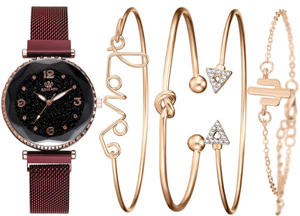 Women Watches Starry Sky Magnet Buckle Fashion Bracelet Wristwatch Roman Numeral Simple Clock Gift