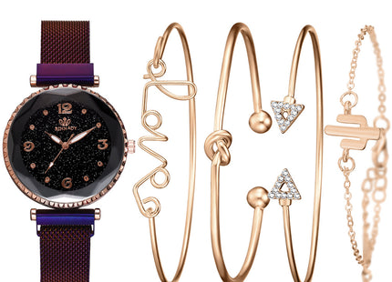 Women Watches Starry Sky Magnet Buckle Fashion Bracelet Wristwatch Roman Numeral Simple Clock Gift
