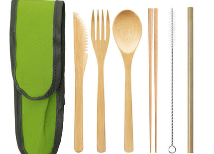 Portable Travel Bamboo Cutlery Cutlery Stainless Steel Straw Chopsticks Cutlery Set