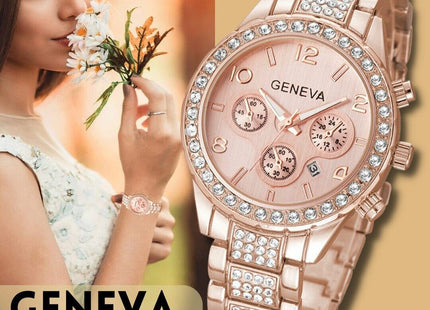 Waterproof Women Luxury Classic Stainless Steel Crystal Quartz Round Wrist Watch