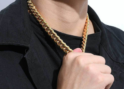 Stainless Steel Buckle Cuban Chain Necklace