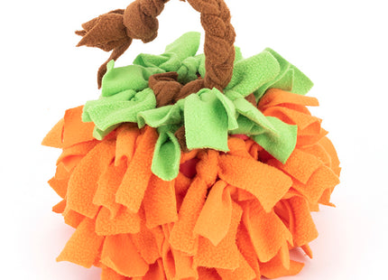 Pumpkin Snuffle Ball With Braid ,Fleece Interactive Toy, Small To Medium Dogs, Handmade Puzzle Gift, Soft Ball Treat Hider