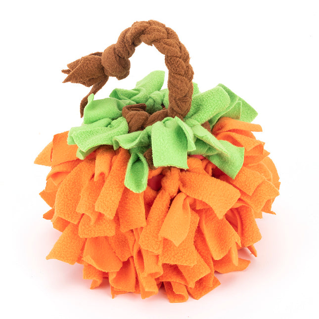 Pumpkin Snuffle Ball With Braid ,Fleece Interactive Toy, Small To Medium Dogs, Handmade Puzzle Gift, Soft Ball Treat Hider