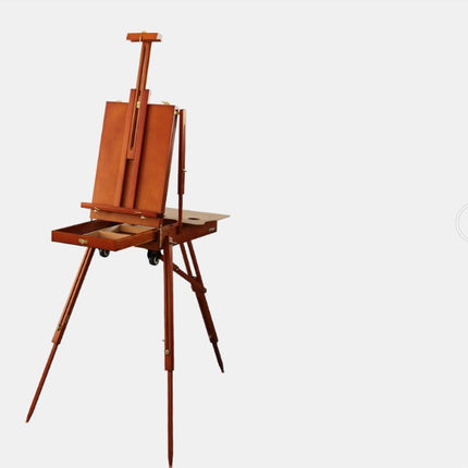 Italian Beech Sketch Portable Paint Box Wooden Pull Rod Oil Painting Box Paint Box Portable Art Oil Painting Easel