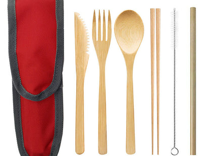 Portable Travel Bamboo Cutlery Cutlery Stainless Steel Straw Chopsticks Cutlery Set