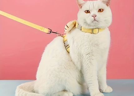 Cat Harness Leash Set With Cute Bee Plaid Cats Escape Proof - Adjustable Kitten Harness For Large Small Cats, Lightweight Soft Petsafe Harness Yellow Plaid Bee