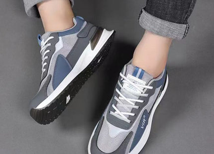 Men's Color Block Mesh Shoes Fashion Casual Lace-up Sneakers Outdoor Breathable Running Sports Shoes
